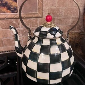 MacKenzie-Childs White and Black Checkered Teapot